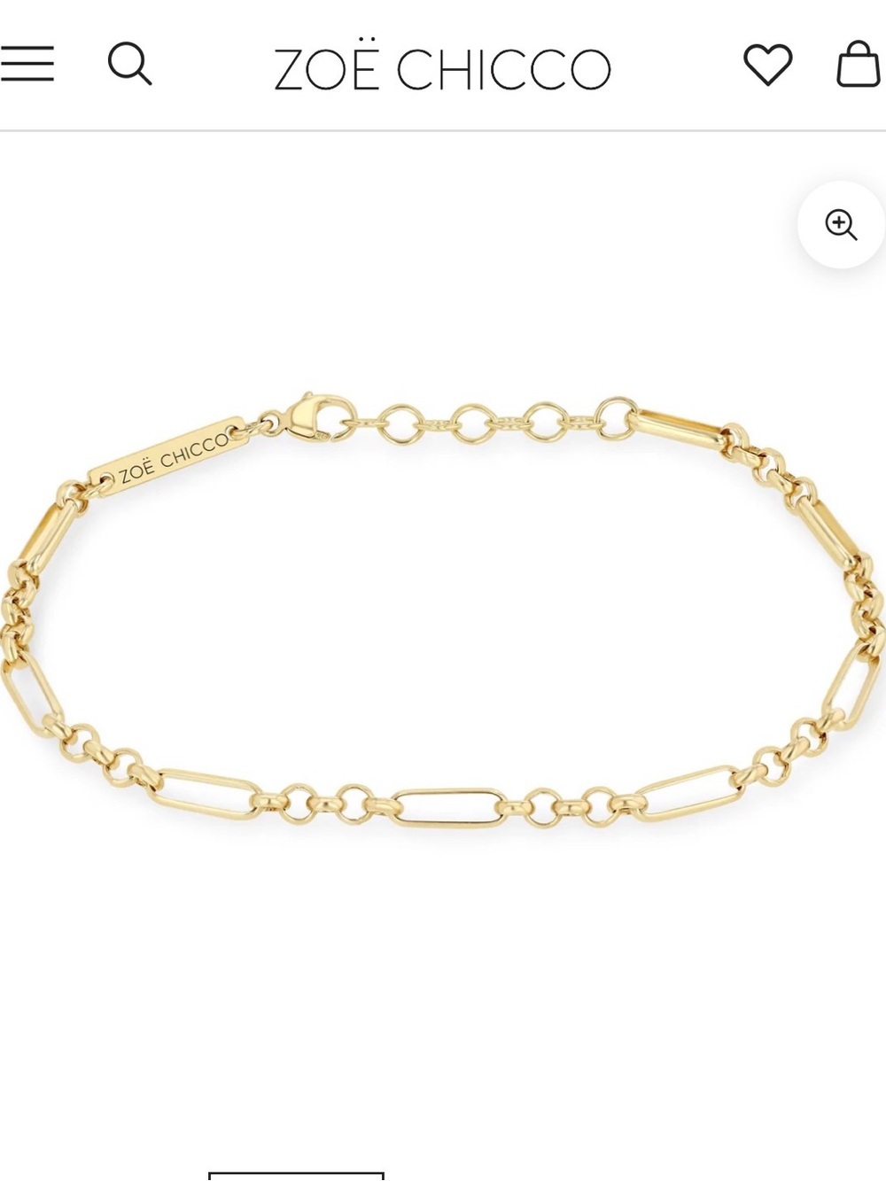 ZOE CHICCO 14K MIXED MEDIUM PAPERCLIP & ROLO CHAIN BRACELET